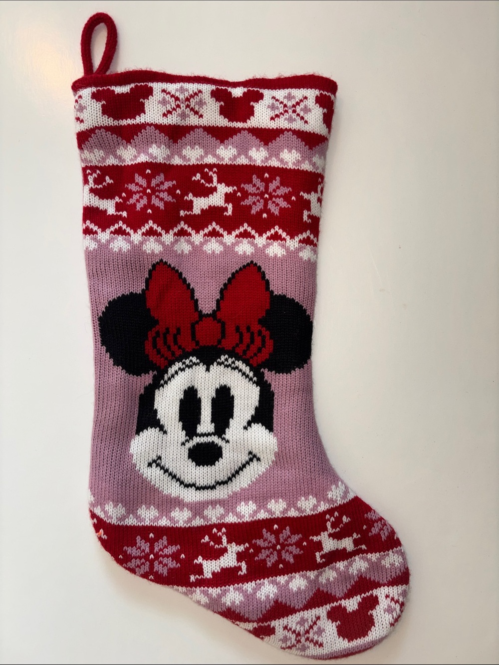 Disney Pink and Red Minnie Mouse Holiday Stocking